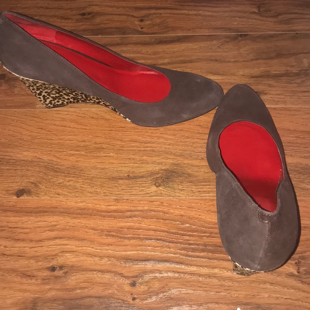 Nine West Leopard Skin Heels Leather Upper